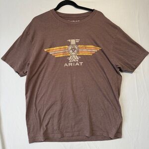 Ariat Mens Graphic Crewneck Tee Size XL Brown Logo Short Sleeve Casual Lounge